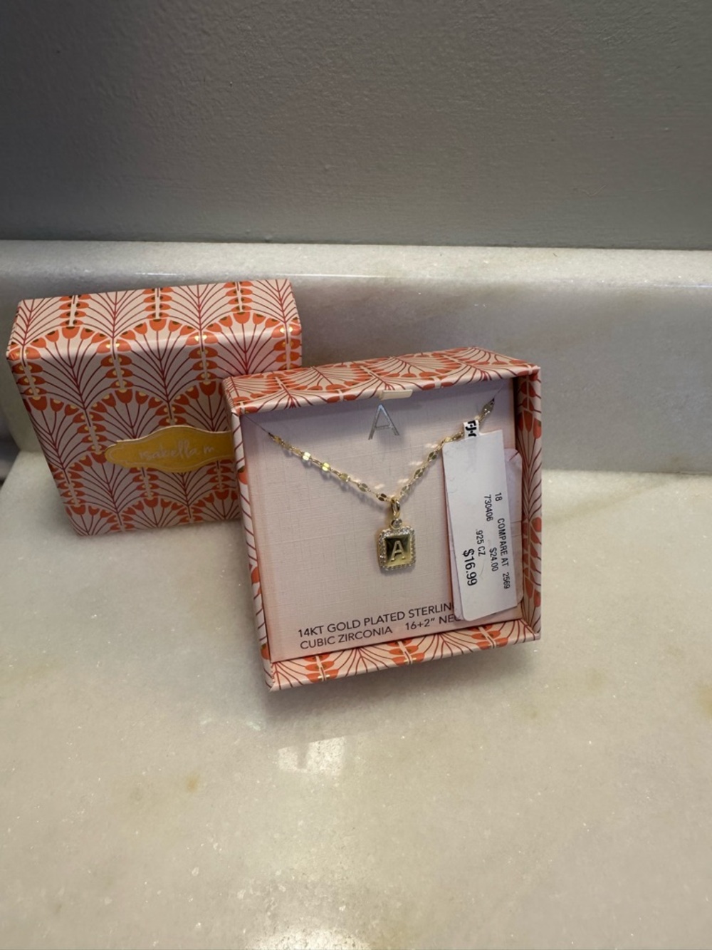 Isabella M Gold Initial 'A' Pendant Necklace